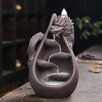 Porte-encens en céramique sur le thème du dragon, brûleur d'encens à reflux en forme de cône