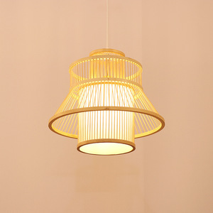 โคมไฟห้อยเพดานไม้ไผ่สานทรงกลม หลอดไฟ LED E27 หัวเดียว สำหรับตกแต่งบ้าน - Product Image 2