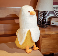 Peluche Canard Banane PEACH CAT, Adorable Coussin en Peluche à Câliner, Animal en Peluche pour Filles et Garçons, Blanc
