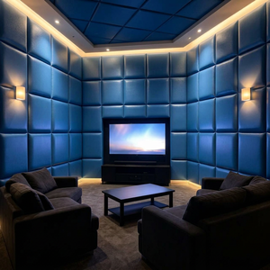 Panneau mural <span class=keywords><strong>acoustique</strong></span> <span class=keywords><strong>anti</strong></span>-collision en cuir PU brillant ignifuge, forme et épaisseur personnalisées, vente en gros - Product Image 6