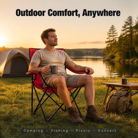 Chaise de camping pliable d'extérieur à dossier haut, multi-couleurs, pour parc, en tissu polyester et structure en acier, certifiée BSCI