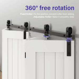 Heavy Duty Bi-Folding Sliding Barn Door Hardware Kit Smooth Quiet Roller Track Easy Installation Modern for Bathroom Black - Product Image 5