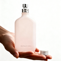 Bouteille en verre dépoli mat de 100 ml réutilisable avec impression de logo personnalisée, épaule inclinée lisse, bouchon compte-gouttes pour gouttes pour les yeux et crème pour le visage