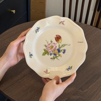 Assiette à dessert en porcelaine de style rétro à motif végétal antique français, compatible micro-ondes, pour mariage et anniversaire, usage domestique