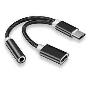 2 em 1 Tipo C para Carregador 3.5 milímetros Fone De Ouvido Jack De Áudio USB C Tipo-C a 3.5mm Conector do Adaptador de Cabo Portátil para o Telefone Móvel