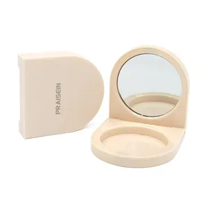 免费样品塑料化妆品腮红盒带镜子，磁性蛤壳粉末紧凑型盒定制