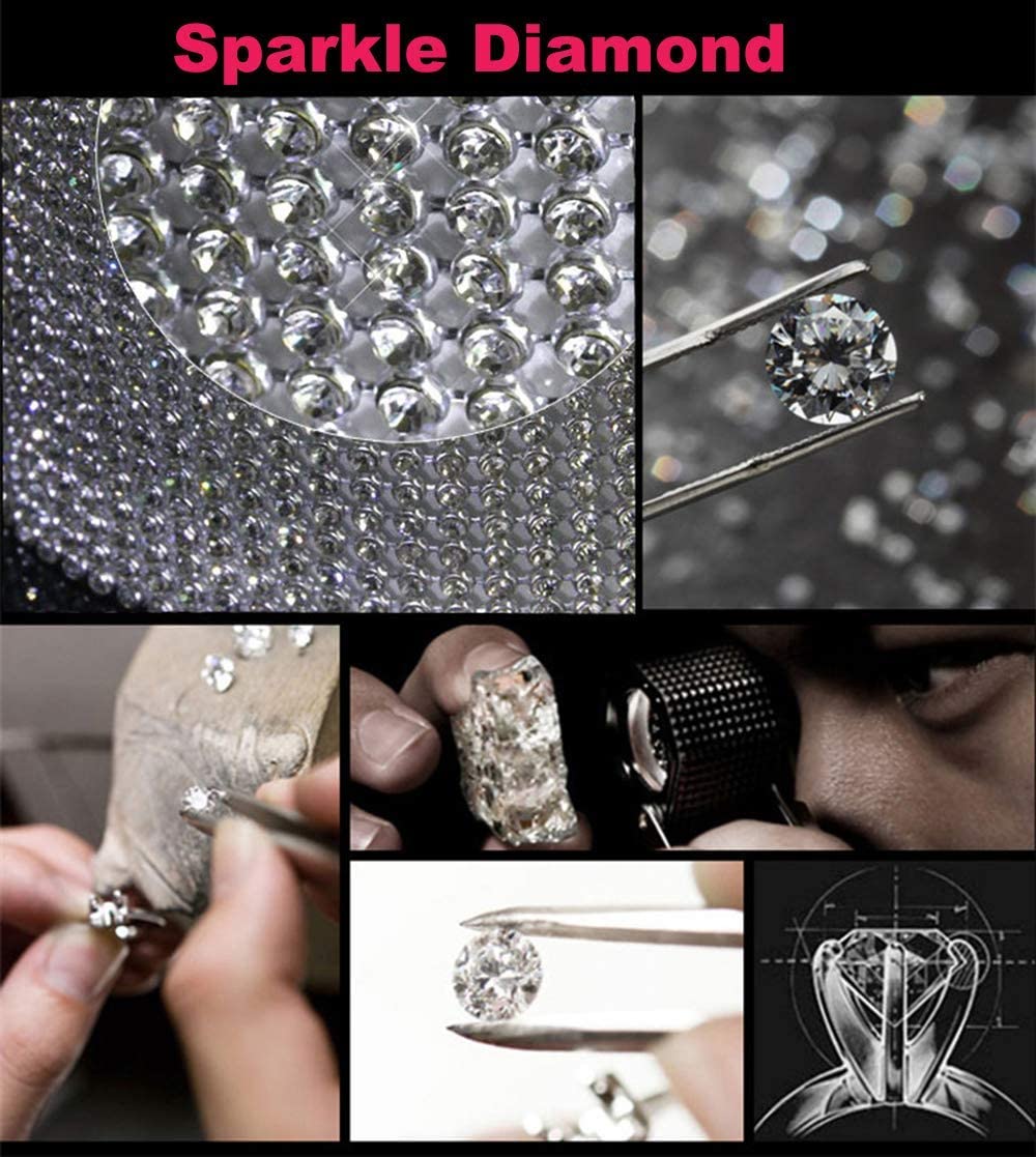 Bling Ciondolo Per Specchietto Retrovisore Auto A Cuore Con Strass - Set Con Clip Porta Occhiali - 3