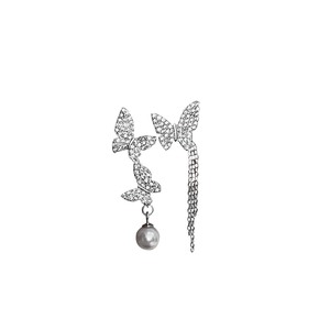 S925 <b>Silver</b> Butterfly Drop <b>Earrings</b> For Women Elegant Design Everyday Wear <b>Stud</b> <b>Earrings</b> With Pearl Detail - Product Image 5