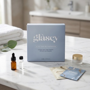 With Custom Brand Logo Premium Light Blue Paper Cardboard Box of Eco-friendly Biodegradable Materials for Skincare <b>Set</b> Packaging - Product Image 2