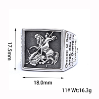 Saint George Bague En Acier Inoxydable Hommes Unique Chevalière Pour Hommes Antique St George et le Dragon Souverain Anneaux Bijoux Cadeaux