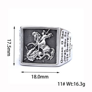 Saint George <strong>Ring</strong> Stainless Steel Mens Unique Signet <strong>Ring</strong> for Men Antique St George and the Dragon <strong>Sovereign</strong> <strong>Rings</strong> Jewelry Gifts - Product Image 5