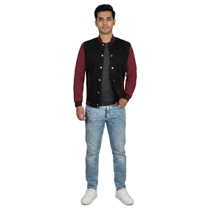 Blouson Bomber Vintage Homme Personnalisé en Cuir avec Broderie Chenille, Col Montant et Logo Frontal – Style Letterman Varsity - Product Image 1