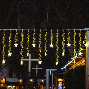 LED Curtain Star Icicle Lights Warm White Natal Outdoor Decoração Iluminado Luzes penduradas para Street Landscape Festivity - Product Image 3
