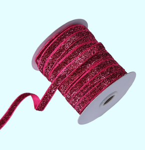 도매 10mm 골드 메탈릭 벨벳 리본 싱글 페이스 보일 패브릭 없음 탄성-장식 프로젝트 장식 소녀 신발 - Product Image 4