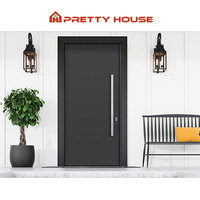 Porte d'entrée pivotante moderne en alliage d'aluminium avec verre dépoli, isolation thermique, étanche, de luxe, pour l'extérieur de la maison