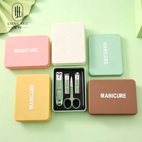 Coupe-ongles portable Longhui en acier au carbone, ensemble 6-en-1 avec boîte, kit de manucure anti-éclaboussures avec logo imprimé