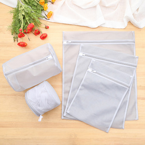 Ensemble de sacs à linge gris en maille fine, 5 pièces, avec fermeture éclair, organisateur de vêtements rectangulaire pour la salle de bain - Product Image 2