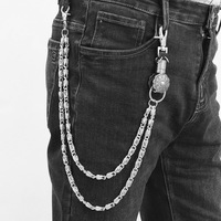 Chaîne de taille personnalisable en alliage de zinc style punk multicouche pour hommes, 60-80 cm, avec boucle en cuivre, fabriquée en Chine
