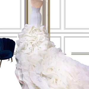 Precio de Fábrica Nuevo Estilo Vestidos de Novia Africanos de Lujo con Encaje, Bordado de Flores y Corte Trompeta - Product Image 2