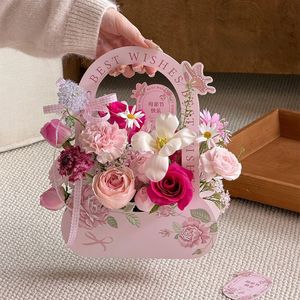 Caja de Regalo Portátil <span class=keywords><strong>con</strong></span> Diseño de Mariposas, Materiales Reciclados, Asa de Mano, Cesta Pequeña para Empaque de Regalos y Ramos DIY - Product Image 5