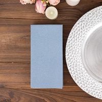Serviettes en papier Airlaid bleues effet lin imprimées avec logo personnalisé, 1 pli, poids lourd, jetables, pliage 8 volets, luxe hôtelier