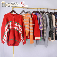 Kardigan Rajut Panjang Sedang Bekas KingAAA, Campuran Berbagai Model Wanita, Hangat untuk Musim Dingin, Retro, Grosir, Rajutan Kabel, Sentuhan Kasmir