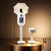 Photobooth Oval Logam Portabel yang Dapat Dilepas dengan Lampu LED RGB untuk Pemotretan Instan, DSLR, iPad, Printer, untuk Wisuda, Bar, Pesta Pernikahan