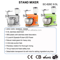 Batteur sur socle professionnel en acier inoxydable 1500W 8,5 litres 7 en 1 avec fonction de broyage et conception à tête inclinable pour un usage domestique et commercial