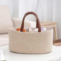 Panier de rangement pliable en corde de coton pour couches et articles de puériculture