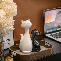 Ensemble de 2 figurines de chats créatifs en céramique, style nordique INS, décoration d'intérieur, sculpture animale pour salon, étagère, table, ornement