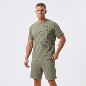 Conjuntos de Camisetas Polo Casuales de Verano Estilo Hip Hop, de Algodón y Poliéster, con Cierre, para Hombre, con Logotipo Personalizado, Conjunto de Camiseta y Pantalones Cortos con Cierre - Product Image 1