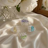Mini pince à cheveux esthétique avec franges latérales, blanche nacrée de qualité supérieure, accessoires de bijouterie en strass macaron scintillants en gros