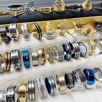 Vente en gros directe d'usine, lot mixte, taille de lot, bague en acier inoxydable, bijoux pour hommes et femmes