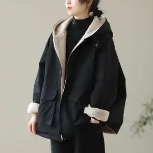 Wholesale 2024 Autumn/winter Loose Fitting Artistic Retro Fashion Commuting Hooded Oversized Women's Coats
