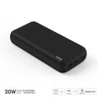 Batterie externe NITIKA 20000mAh 20W PD, chargeur portable à triple port haute capacité à charge rapide, certifié PSE et CE