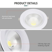 Éclairage encastré au plafond intérieur encastré 7w 10w 15w 20w 30w COB rond Led Downlight