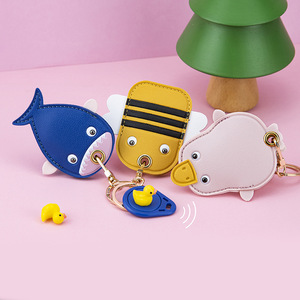 Étui de protection pour <span class=keywords><strong>AirTag</strong></span>, <span class=keywords><strong>porte</strong></span>-cartes d'accès, <span class=keywords><strong>porte</strong></span>-clés en cuir personnalisable motif dessin animé goutte d'eau carrée, <span class=keywords><strong>porte</strong></span>-clés en métal mignon - Product Image 2