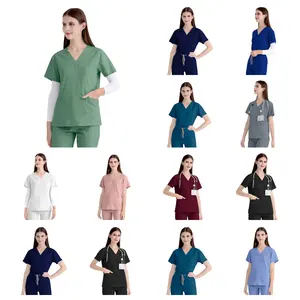 Unisex Quick-Drying Customize Embroidery Printed LOGO Short-Sleeved Surgical Work Oral Doctor Pet Nurse Scrub Uniforms