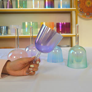 HF 오로라 진주 핸드 홀드 클리어 크리스탈 노래 그릇 치유 소리 목욕 석영 크리스탈 손잡이 노래 그릇 명상 소리 그릇 - Product Image 5