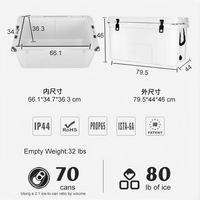 Glacière rotomoulée 65QT très vendue pour l'extérieur, stockage de glace sèche, boîte à glace pour poisson, glacière portable grande capacité pour pique-nique, pêche, camping