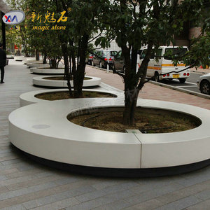 Nuevos Materiales de Construcción de Piedra GRC, Banco para Árboles de Forma Irregular Blanca, Banco de Exterior Impermeable y Duradero para Patio - Product Image 2