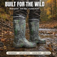 Bottes de chasse camouflage réfléchissantes à cordon de serrage, hauteur genou, en EVA, antidérapantes, imperméables, pour l'extérieur