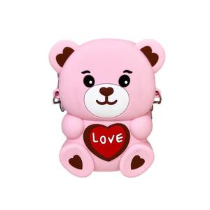 Лидер продаж, 4 вида цветов, подарок на детский день с медведем 2 размера, милая сумка для девочек с милым мультяшным принтом, Детский мягкий силиконовый милый кошелек - Product Image 4