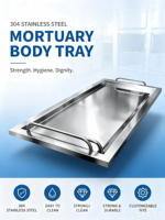Plateau de rangement pour corps en acier inoxydable avec poignée et trous de fixation pour usage en morgue, modèle JZ-KLTP1, garantie à vie, marque JINZHONG