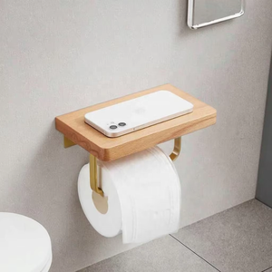 <span class=keywords><strong>Legno</strong></span> naturale porta <span class=keywords><strong>carta</strong></span> <span class=keywords><strong>igienica</strong></span> porta <span class=keywords><strong>carta</strong></span> <span class=keywords><strong>legno</strong></span> con mensola bagno accessori mensola di stoccaggio con porta telefono - Product Image 4