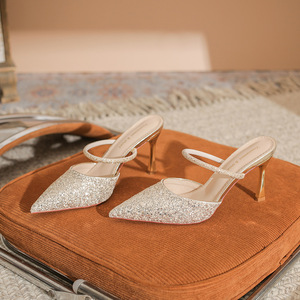 Escarpins slingback à strass 8189A, bout pointu, talon aiguille, chaussures pour femmes, tendance mode, style été - Product Image 3