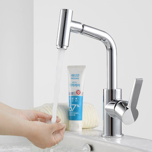 Modern Single Handle Brass Kitchen Faucet 360 Degree Rotate Deck Mounted Ceramic Valve Core <b>Hot</b> And <b>Cold</b> Water - Product Image 2