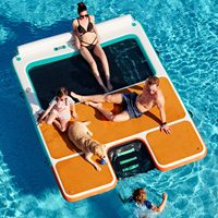 Plateforme flottante gonflable antidérapante en PVC et EVA avec rampe d'accès à l'eau pour fêtes de famille