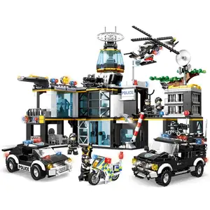 WOMA oyuncaklar toptan çocuklar şehir polis SWAT istasyonu uçak ordu sahne plastik yapı taşı seti inşaat oyuncak Mini şekil