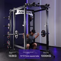 Estación de Entrenamiento Integral Multifuncional: Máquina Smith Comercial, Rack de Sentadillas y Cable Crossover de Acero para Gimnasio en Casa
